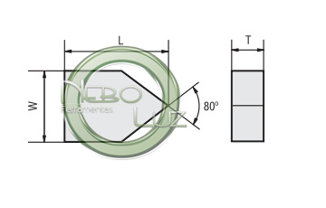 NBLASA5010 Pastilha para solda retangular 80 Graus 1,6x3,2x15,9 mm Neboluz