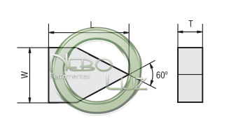 NBLASA6010 Pastilha para solda retangular 60 Graus 1,6x3,2x15,9 mm Neboluz